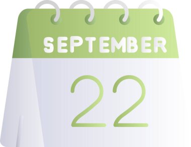 22 Eylül takvimi - günlük takvim simgesi. 2 takvim günü tasarımlı vektör şablonu. vektör - şablon tasarımı