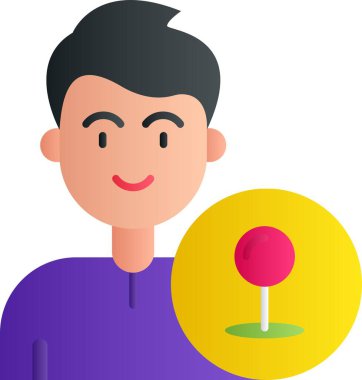 Genç adam lolipop tutuyor, beyaz arka planda izole edilmiş vektör çizimi..