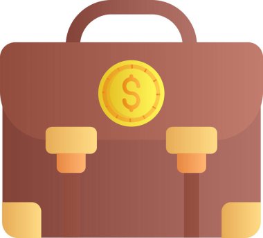 Beyaz arkaplanda madeni paralar ve bavul vektör illüstrasyon tasarımı olan iş çantası