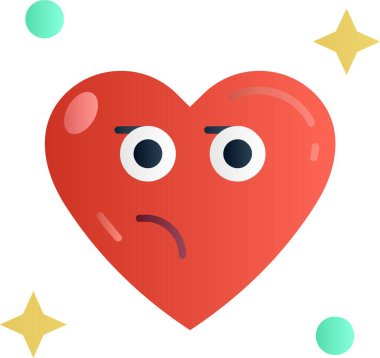 Üzgün yüz ikonu olan kalp, çizgi film tarzı.