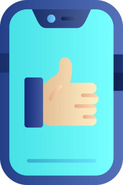 başparmak yukarı simgesi olan akıllı telefon, izometrik 3 boyutlu