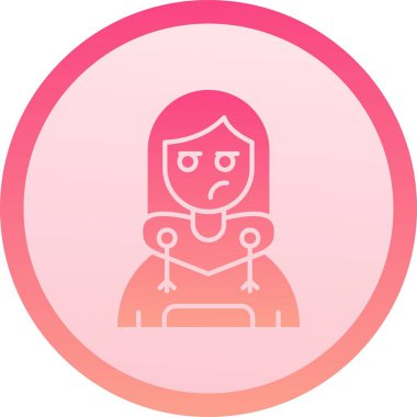 Pembe bir daire takan, uzun saçlı, güzel bir kadın avatar.