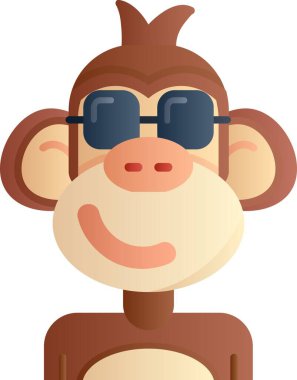 maymun ikonu. Beyaz arkaplanda izole edilmiş maymun vektör simgesinin düz tasarımı