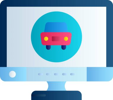 Bilgisayar monitörü simgesi, vektör illüstrasyonu beyaz arkaplanda izole edildi