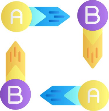 b harfinin iki renk vektörü çizimi