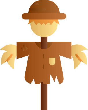 Kahverengi korkuluk ikonu izometrik vektörü. Çiftçi hasatı çiftçi