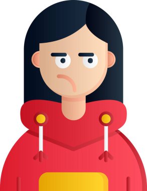 Kışın süveter giyen üzgün kadın, vektör çizimi.