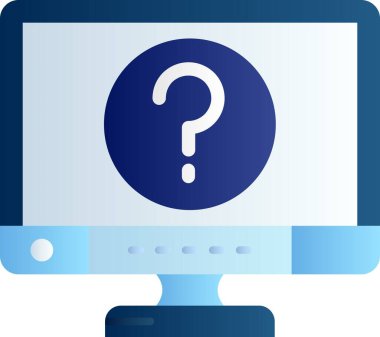 Bir bilgisayar simgesi, vektör illüstrasyonlu soru işareti