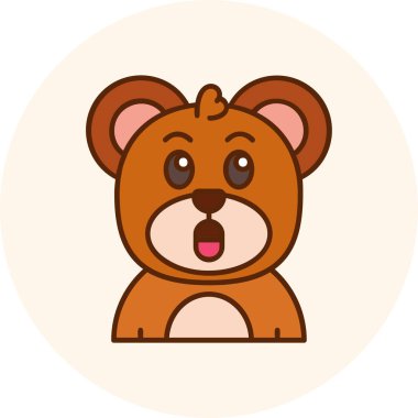 vektör şirin çizgi film ayı ikonu. Hayvan karakteri. Beyaz arka planda izole edilmiş. Çizgi film tarzı. Tebrik kartı, davetiye veya etiket için