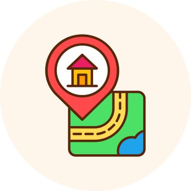 GPS navigasyon renk çizgisi simgesi. Web sayfası, mobil, mobil uygulama ve tanıtım için vektör çizimi.