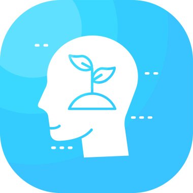 Beyaz arka planda izole edilmiş yaprak ikonu olan ana hatlı insan kafası. vektör.