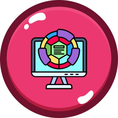 Grafik simgesi, vektör illüstrasyonlu bilgisayar monitörü