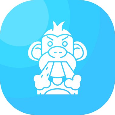 Mavi maymun simgesi beyaz arkaplanda izole edildi. Hayvan işareti. Doğum günün kutlu olsun. vektör