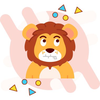 Sevimli aslan çizgi film vektör çizim grafik tasarım