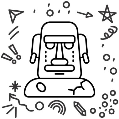 Robot simgesi olan bir adamın vektör çizimi