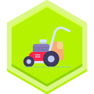 Çim biçme makinesi simgesi, vektör illüstrasyonu