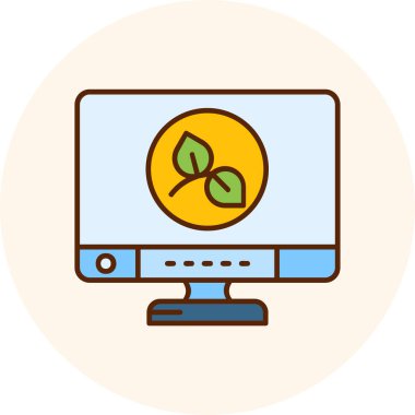 Web simgesi, bilgisayar bitkisinin vektör illüstrasyonu