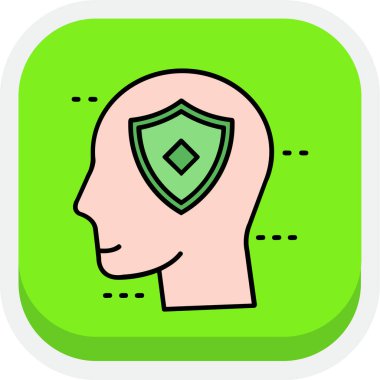 Beyin koruma kalkanı simgesi, vektör illüstrasyonu