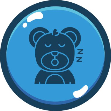 Ayı dairesel etiket vektör çiziminde uyuyor