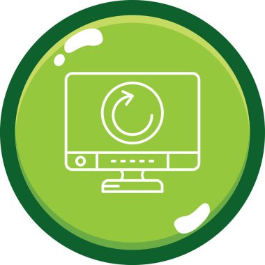 Yuvarlak simgeli yeşil ekran dairesi olan dizüstü bilgisayar