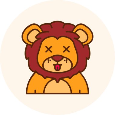 aslan başlı sevimli çizgi film karakteri vektör çizimi