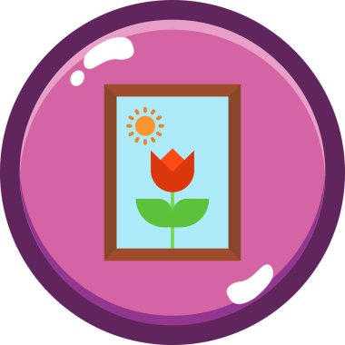 Çiçekli çıkartma dairesi şekil simgesi