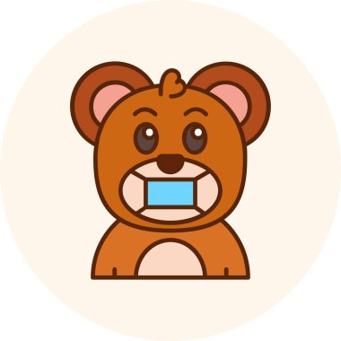 Beyaz arkaplanda izole edilmiş şirin çizgi film ayı simgesinin vektör çizimi