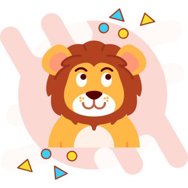 Aslan çizgi film ikonu. Sevimli hayvan karakter vektörü. Komik bir tip. düz vektör illüstrasyonu.