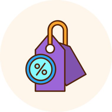 İndirim etiketi iskonto simgesi dolu taslak biçiminde