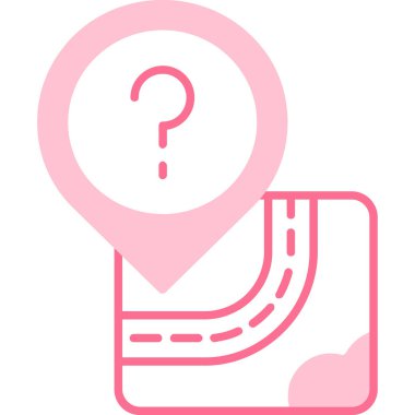 Soru işareti simgesi olan bir harita işareti. düz vektör illüstrasyonu