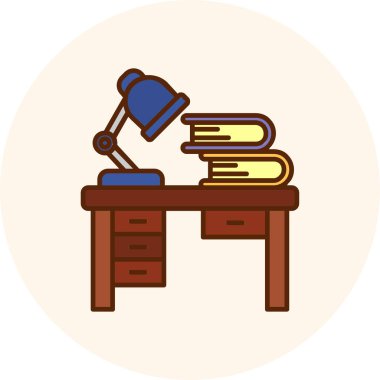 Kitaplı masa ve mikroskop vektör çizimi