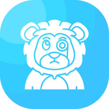 Mavi arkaplanda izole edilmiş ana hatlı ayı simgesi. Ayı kafası. vektör.