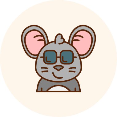 Yuvarlak çerçeveli gözlüklü sevimli fare.