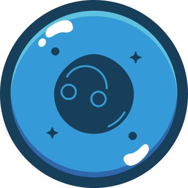 Mavi ve beyaz yuvarlak simgenin vektör illüstrasyonu