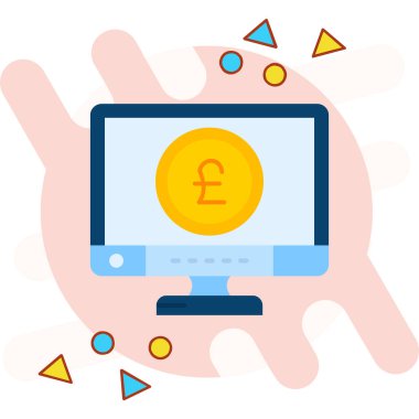 Bozuk para ve kredi kartı vektör illüstrasyon tasarımlı bilgisayar