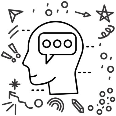 Beyin fikri vektörü ince çizgi simgesi