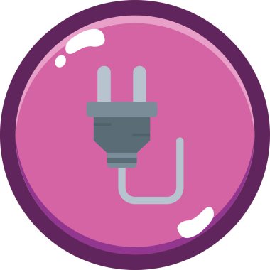 Düz dizaynlı elektrik prizi simgesi beyaz arkaplanda izole edildi. elektrik ve enerji sembolü vektör illüstrasyonu