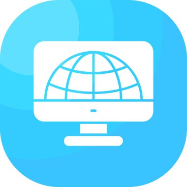 Bilgisayar monitörü. Web simgesi basit illüstrasyon