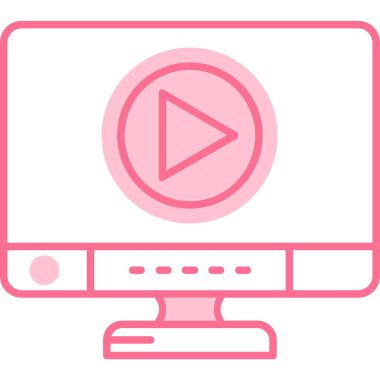 Video oynatıcılı bilgisayar ekranı. Web simgesi basit tasarım