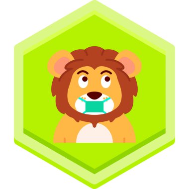 Düz bir çizgi film aslanının vektör çizimi.