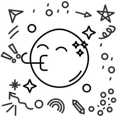 Gri arkaplanda izole edilmiş güneş ikonu olan çizgi gezegen Dünya. Renkli taslak konsepti. vektör.