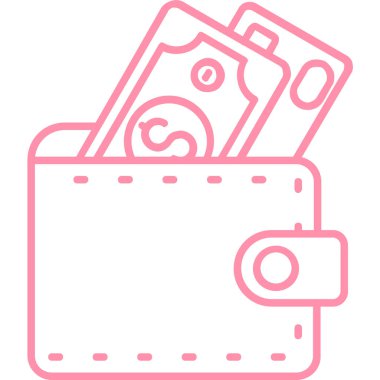 Cüzdan ikonu. Web için para vektör simgelerinin özet çizimi