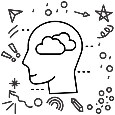 Beyin ve fikir ikonu. Beynin vektör illüstrasyonu