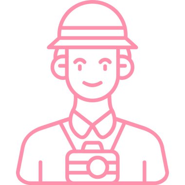 Mühendis işçi vektör ince çizgi simgesi