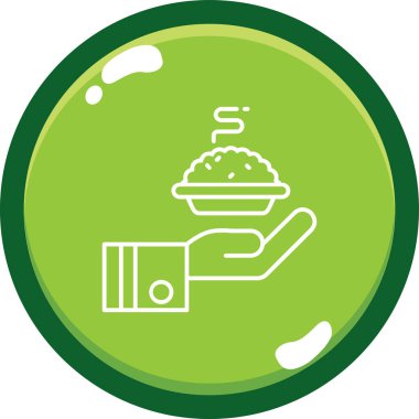 Bir fincan kahve ile izole edilmiş yeşil ve beyaz bir ikonun çizimi