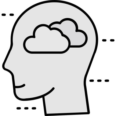 Beyin zihin simgesi ana hatlar biçiminde