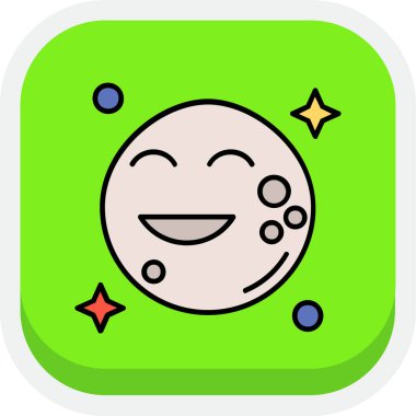 Yıldızlı ve yüz simgesi olan ayın vektör illüstrasyonu