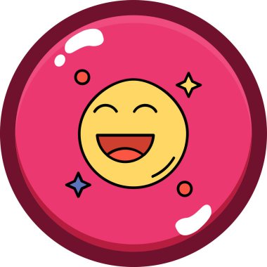 Çizgi film gülen yüz ifadeli yuvarlak bir etiketin vektör çizimi