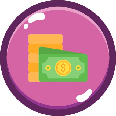 Madeni para dolar simgesi, düz stil