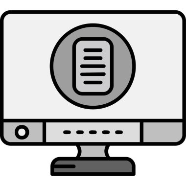 Bilgisayar monitörü simgesi. Beyaz arkaplanda izole edilmiş web tasarımı için ana bilgisayar izleme vektör simgesi